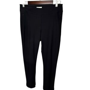 Korye | Black Skinny Stretch Pants with Side Zipper Pockets | Sz L